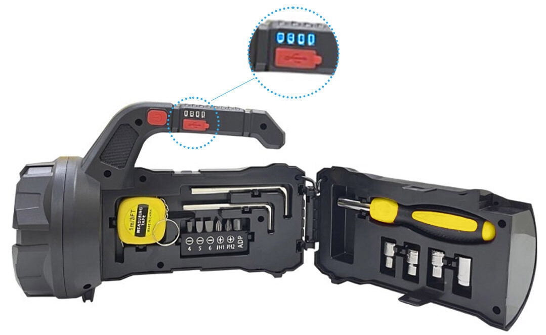 Multifunctional Flashlight with Toolbox (HM-7729G) 18W Multifunctional Flashlight with Toolbox (HM-7729G) 18W